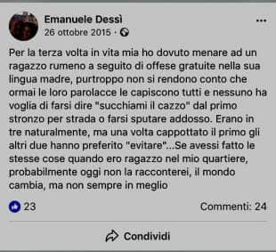 emanuele dessi picchiare un rumeno