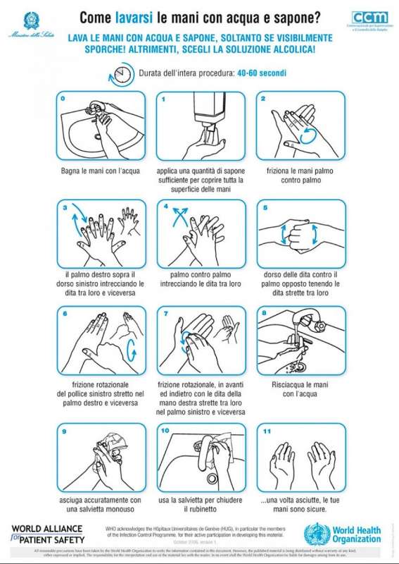 come lavarsi bene le mani