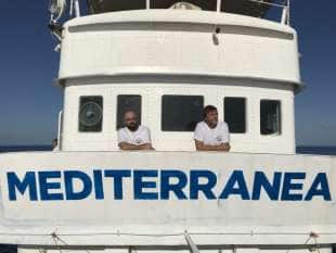 luca casarini a bordo della nave jonio di mediterranea