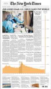 la prima pagina del new york times del 27 marzo 2020 – richieste di disoccupazione a causa del coronavirus