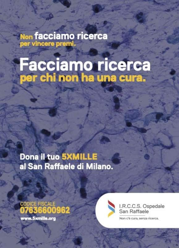 Al via la nuova campagna 5xmille dell’IRCCS Ospedale San Raffaele