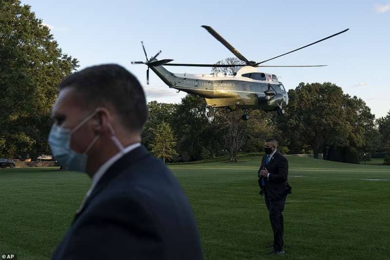 elicottero di trump porta il presidente in ospedale