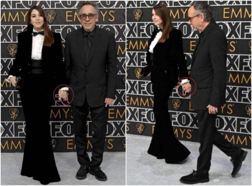 tim burton e monica bellucci fanno sul serio: la coppia ha sfilato sul  tappeto rosso degli emmy - Cronache