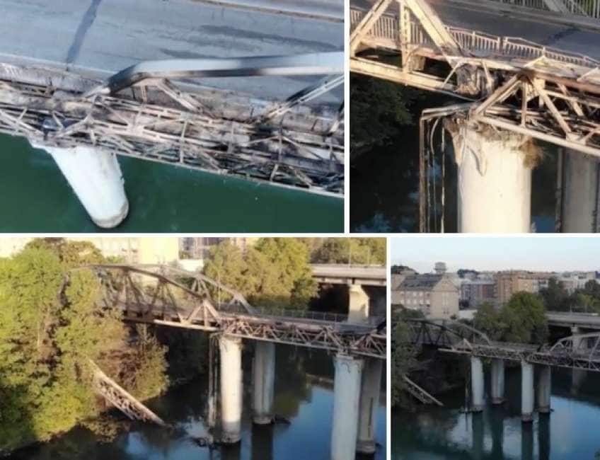 le immagini dei danni al ponte di ferro di roma, dopo il ...