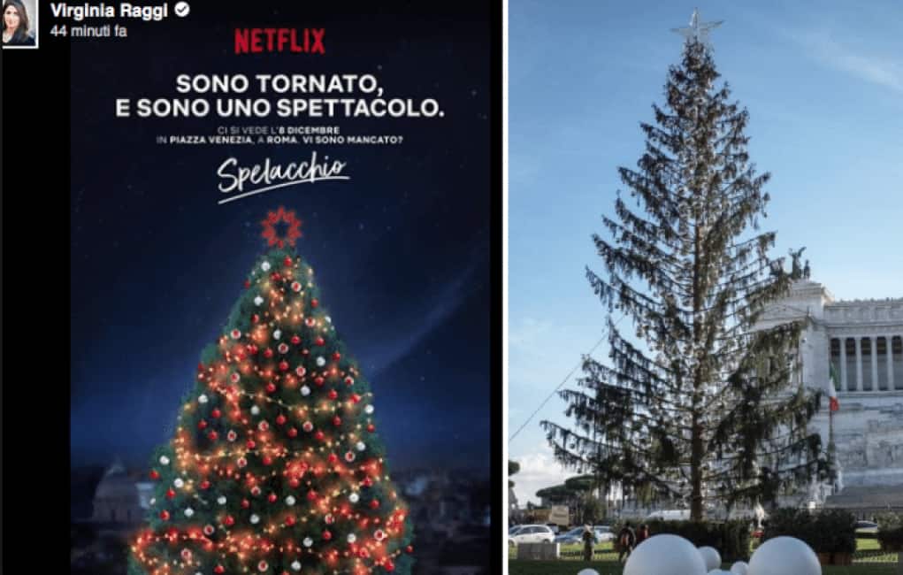 Spelacchio Is Backironia Raggi E Il Nuovo Albero Di Natale