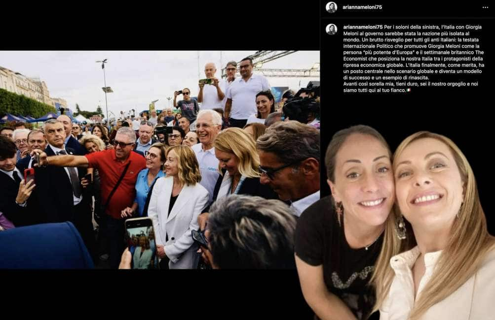 Avanti Sorella Mia Sei Il Nostro Orgoglio Arianna Meloni Su Instagram Pubblica Una Foto Di